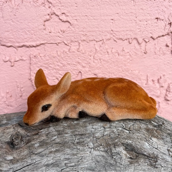 Vintage Flocked Deer Fawn Doe Christmas Hong Kong - Picture 7 of 8